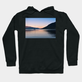 Peaceful Okanagan Lake Sunset with Sailboat View Hoodie